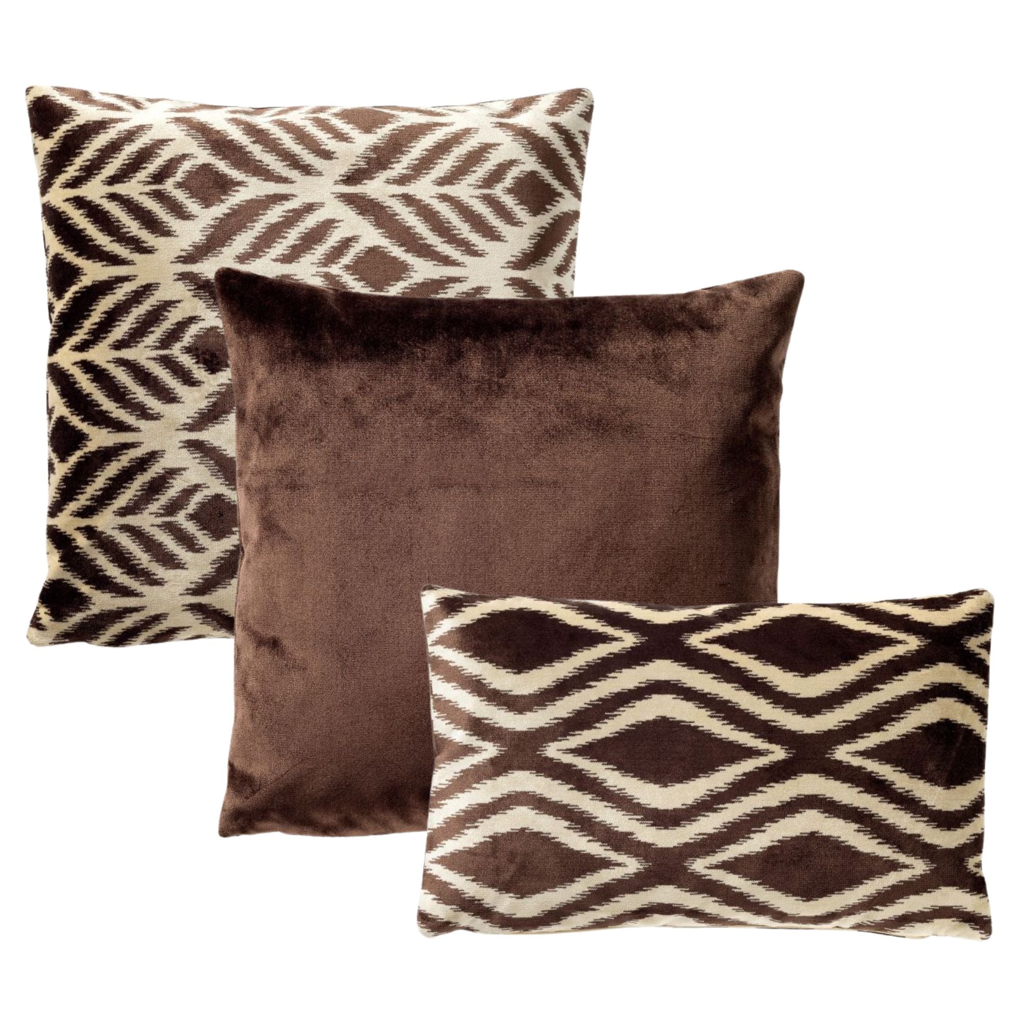 KUSSENSET | 3-delig | Celeste Signature | bruin | Hoii | inclusief veren binnenkussens