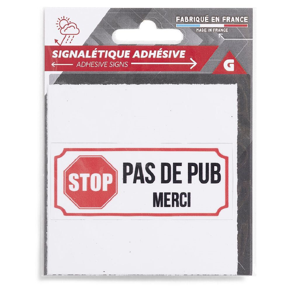 Signalétique adhésive "Stop, pas de pub" - 8x8 cm