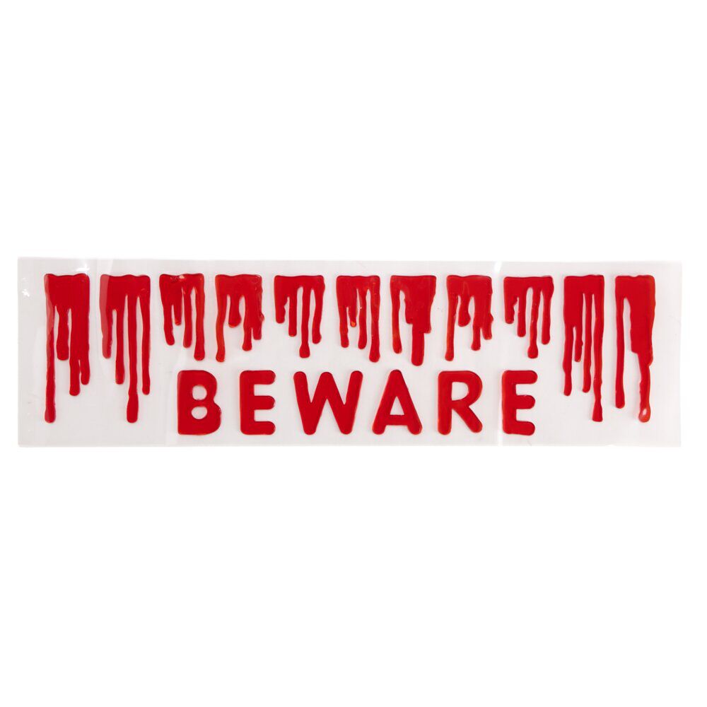 Sticker gel sang rouge dégoulinant et lettres Beware