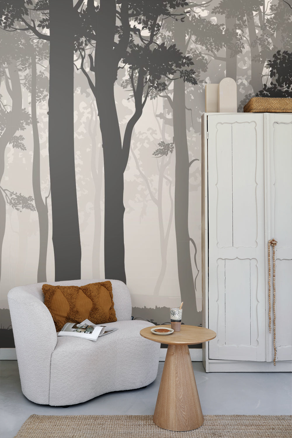 Sanders & Sanders fotobehang bosrijk landschap grijs en zwart - 375 x 270 cm - 600982