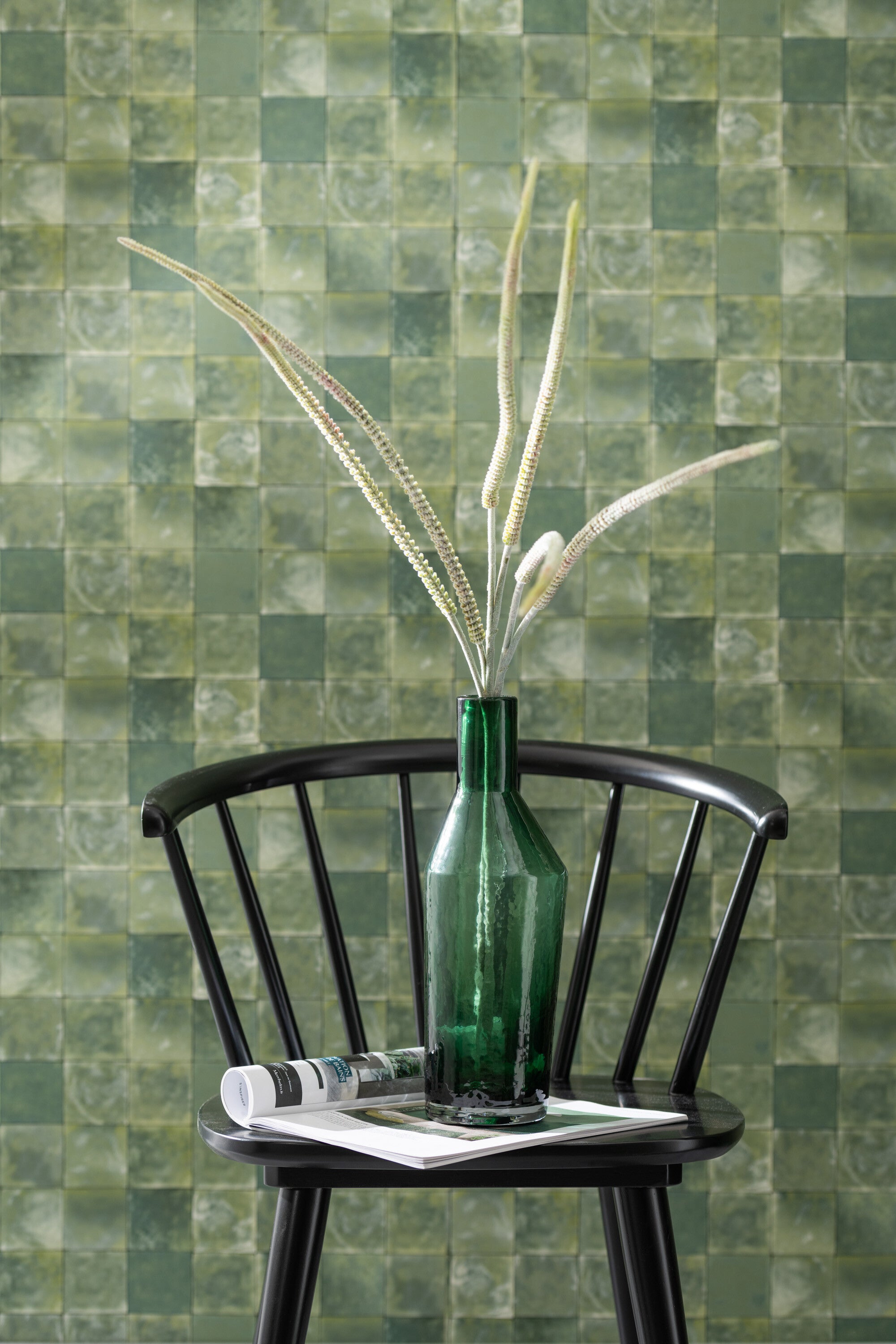 J-Line vaas Fles - glas - groen - large - 35 cm hoog
