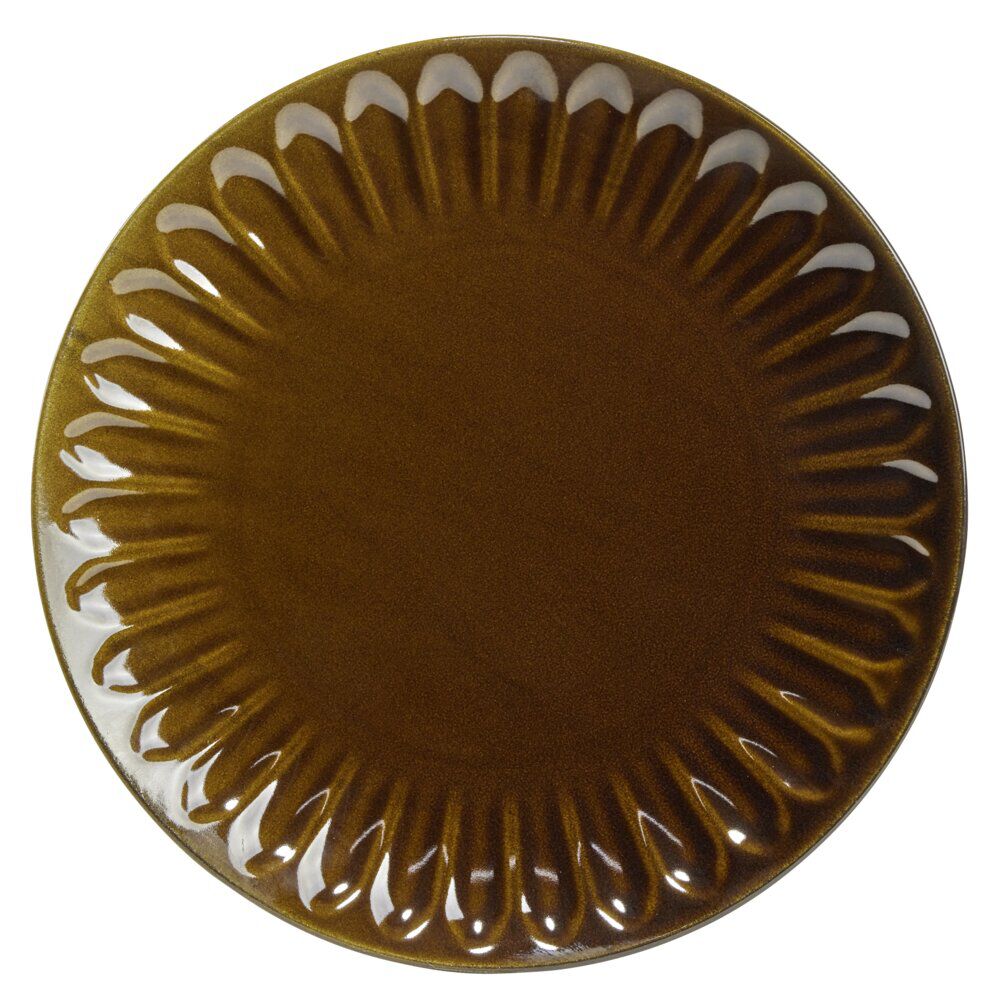 Assiette plate ronde Badem faïence marron foncé Ø27cm