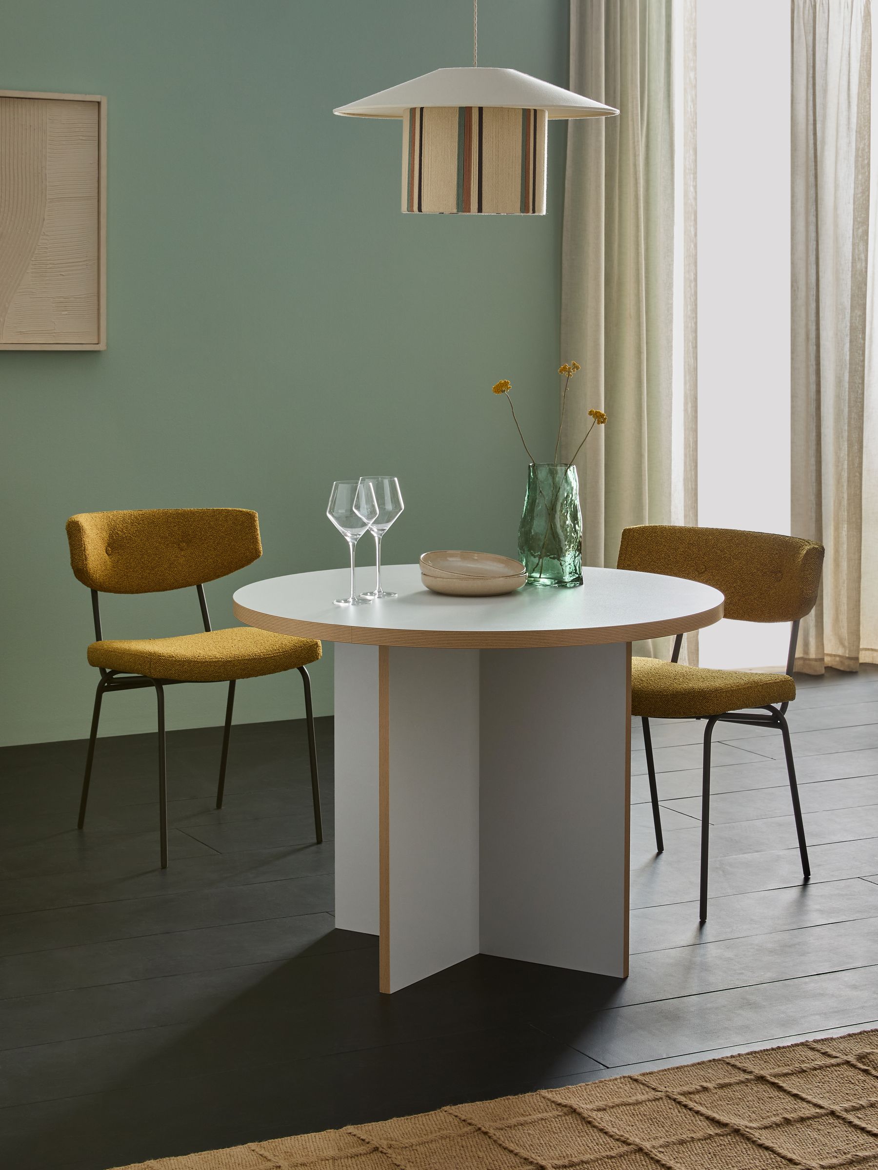 Zayla Round Fixed Dining Table in Grey