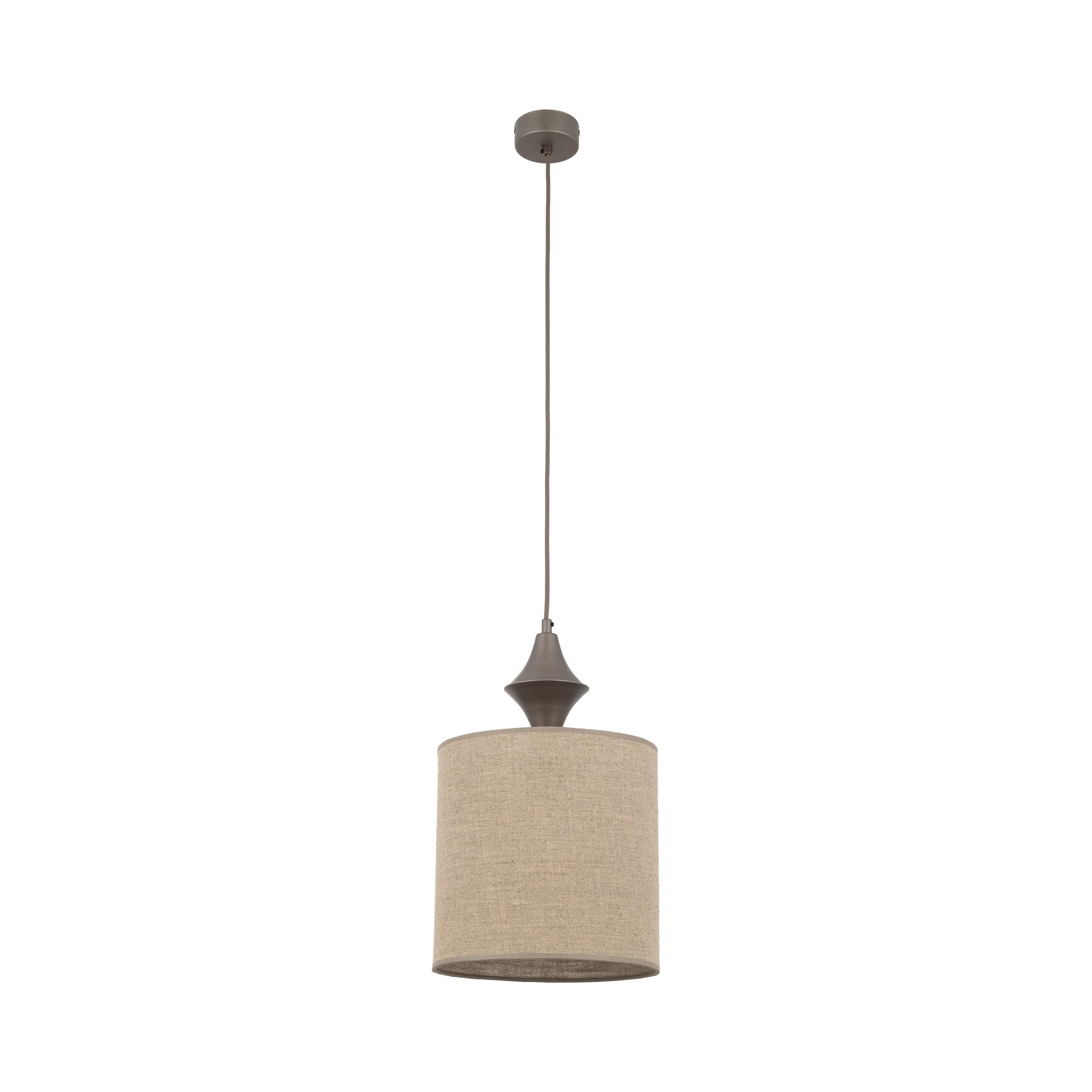 Brązowa Lampa Wisząca Tk Lighting Amura Tytan Lniany Abażur 1Xe27