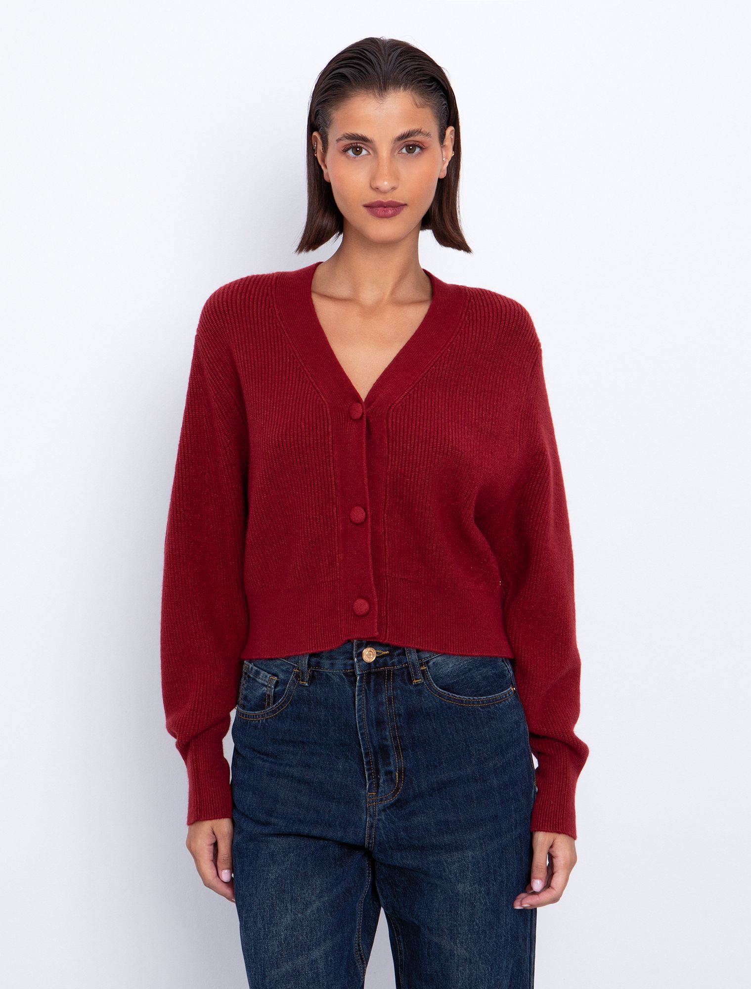 One size πλεκτή ζακετα rib