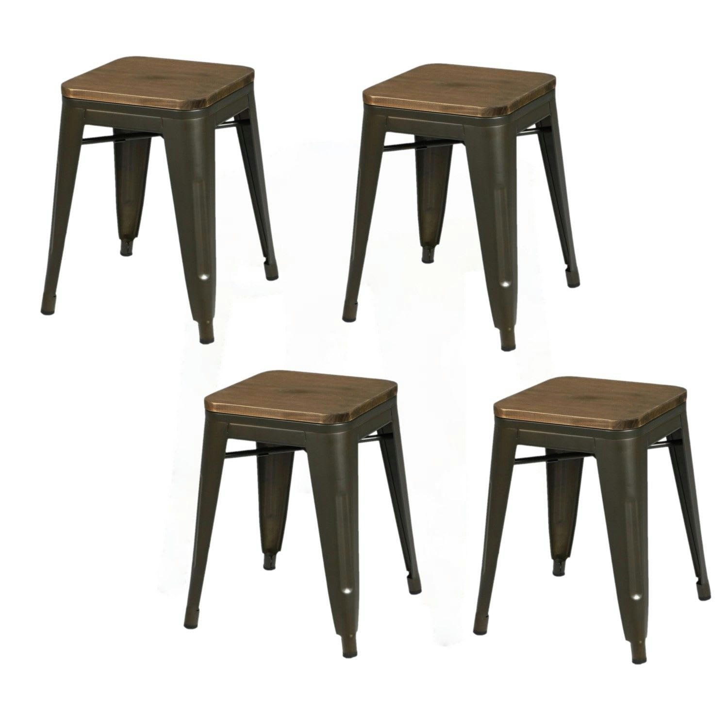 - Lot de 4 tabourets vintage gris foncé