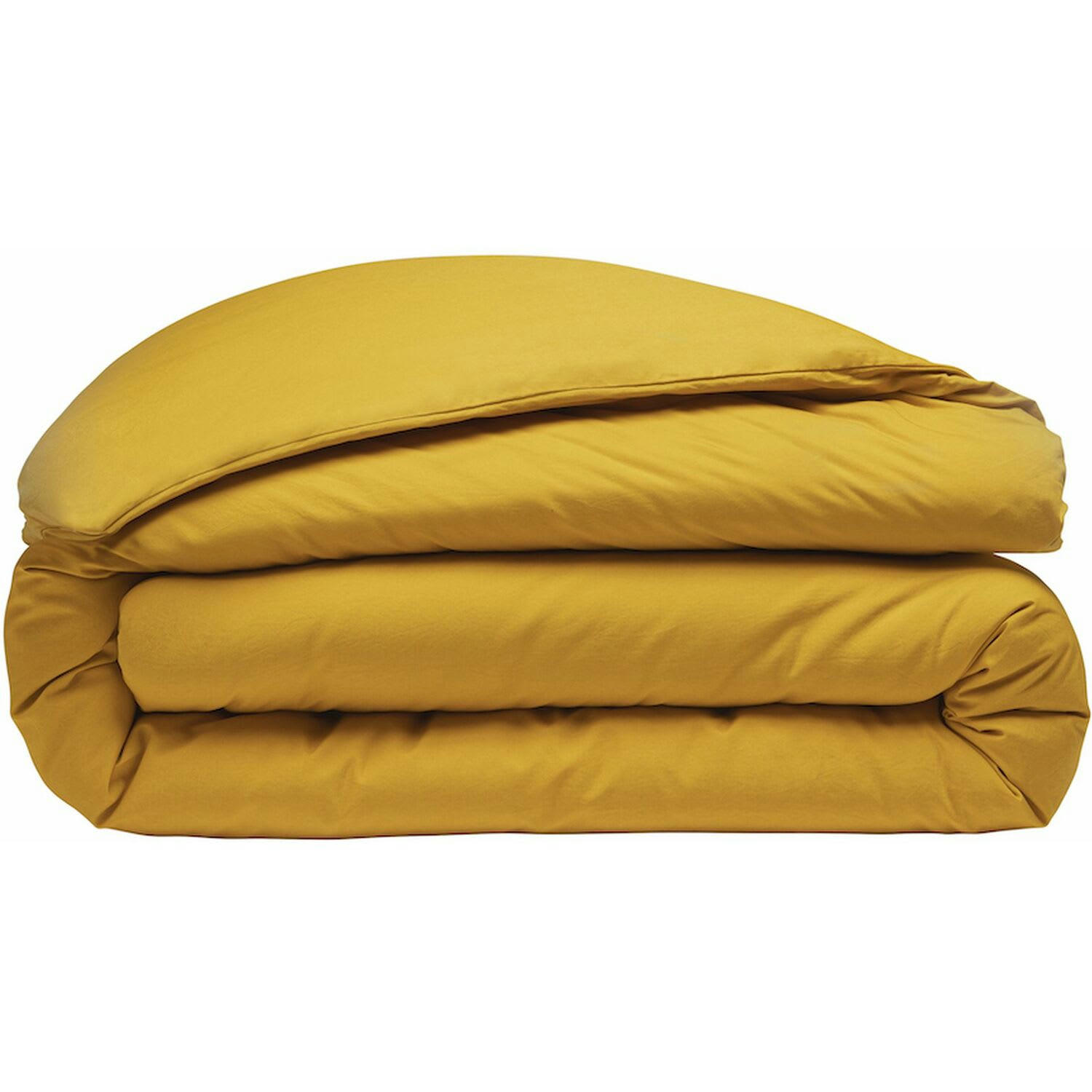 JAUNE - Housse de couette percale de coton jaune 240x260 cm