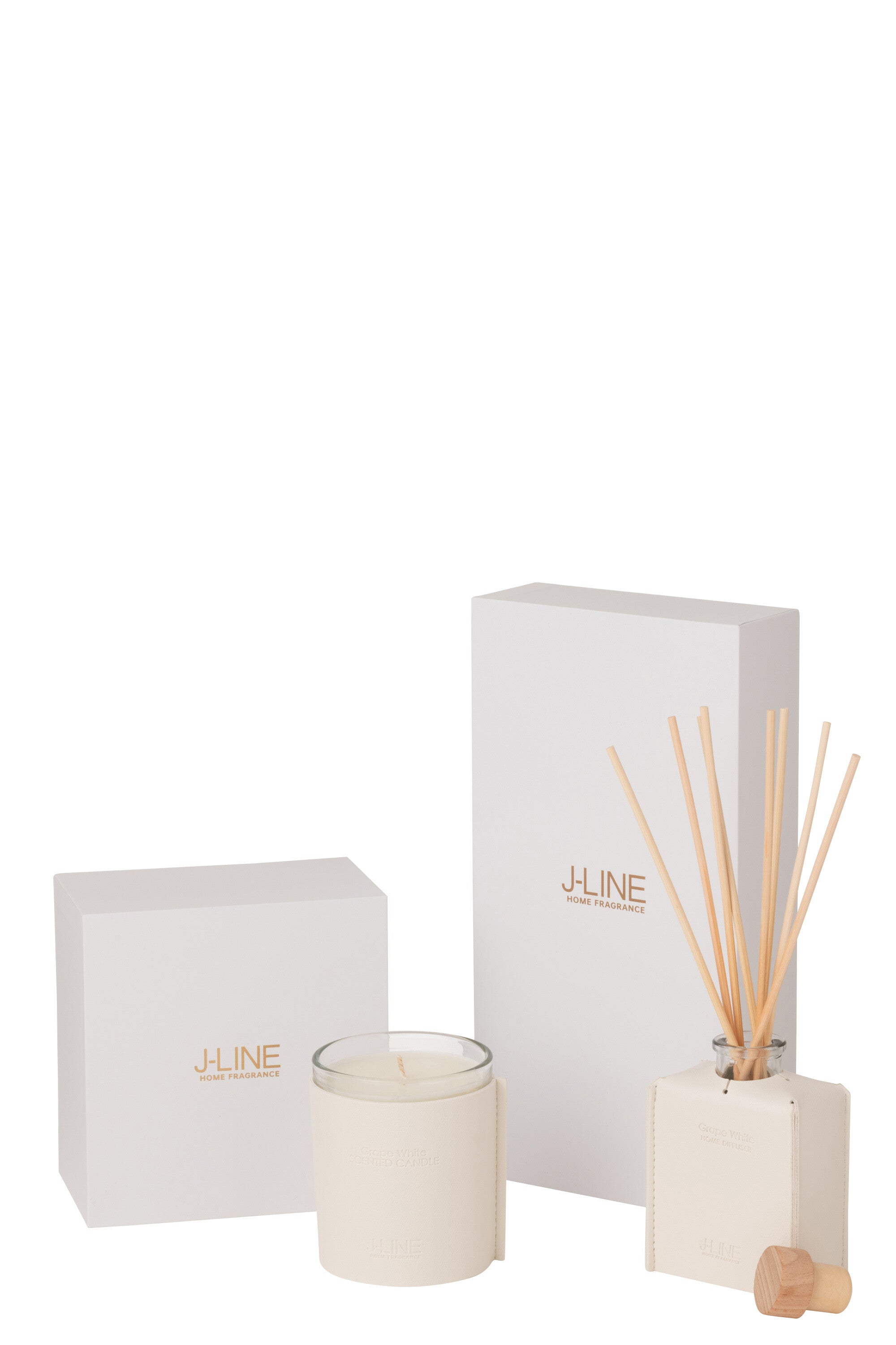 J-Line geurolie + stokjes - Grape White - leder - wit - 100ml