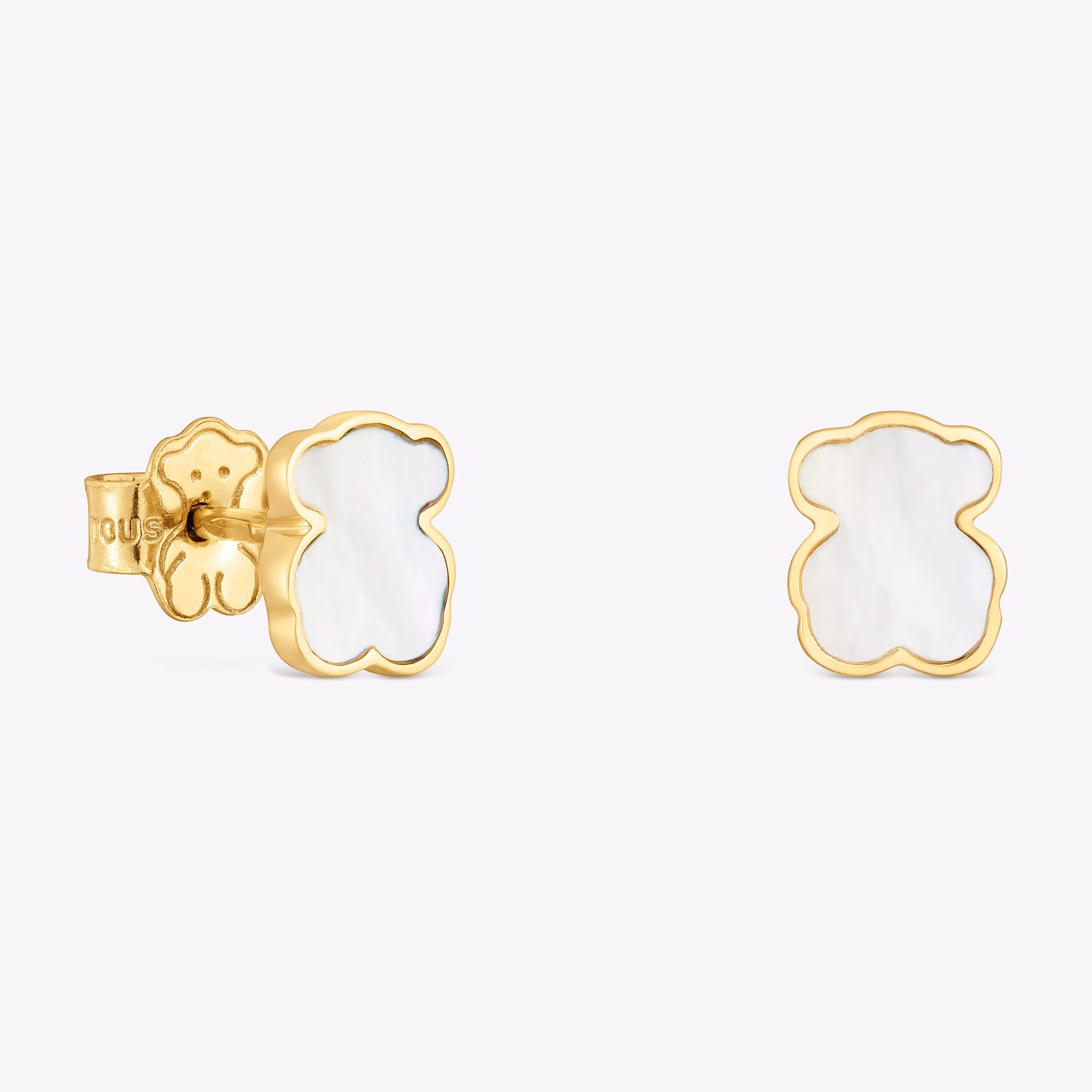 Pendientes oso de oro 14 kt y nácar XXS
