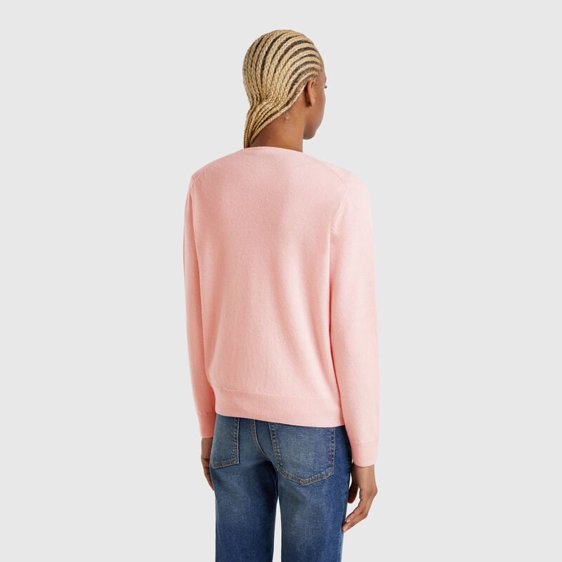 V-neck sweater in pure Merino wool