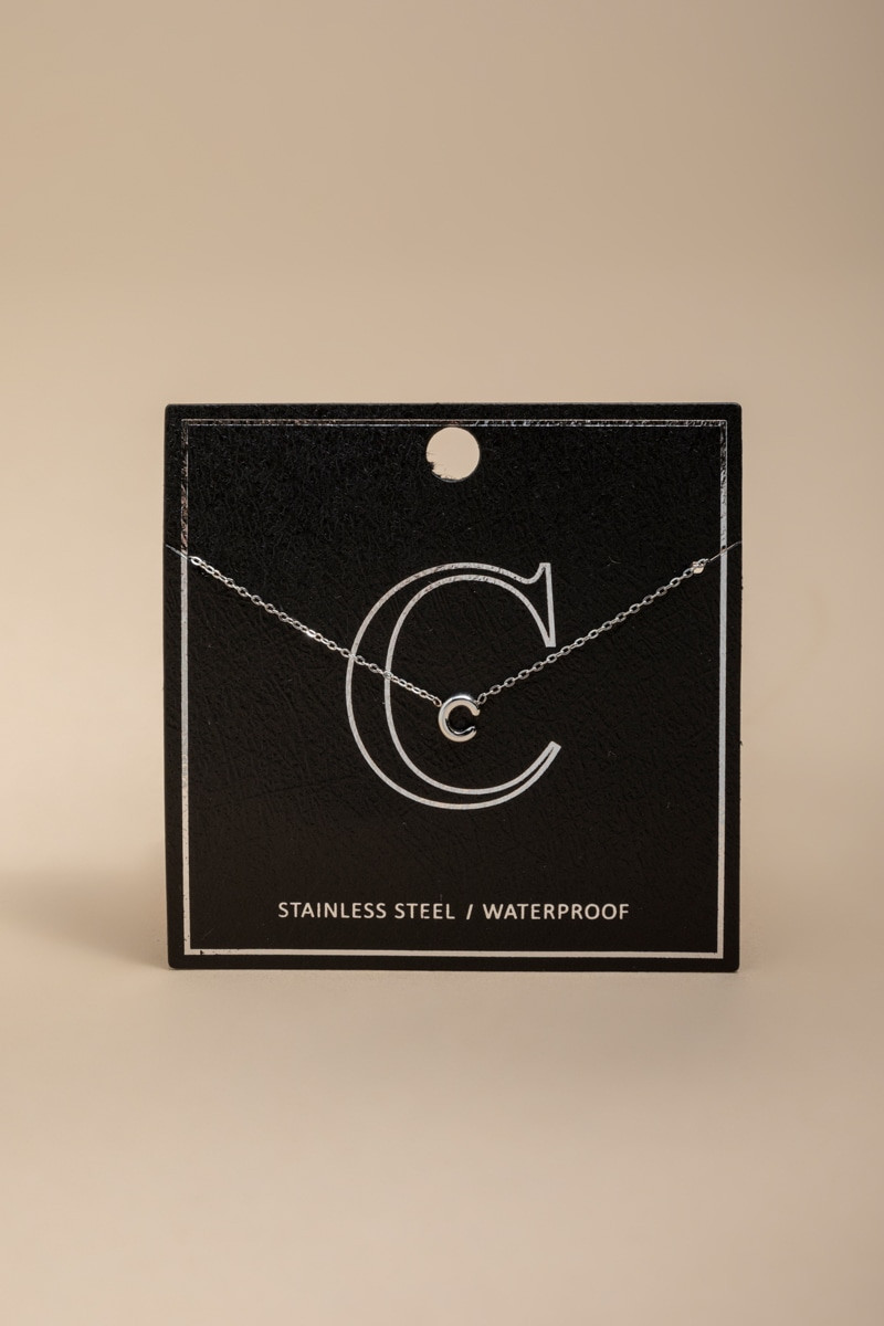 C Stainless Steel Initial Pendant Necklace