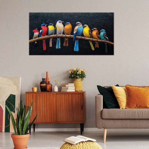 Feeby Obraz na płótnie, Ptaki Zwierzęta Kolorowe 80x40