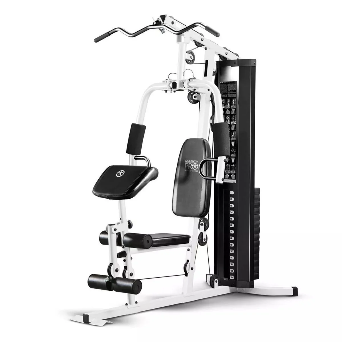 Marcy 150 Pound Stack Home Gym, Dual Function Arm Press  Leg Developer, Full Body Workout, Black/White