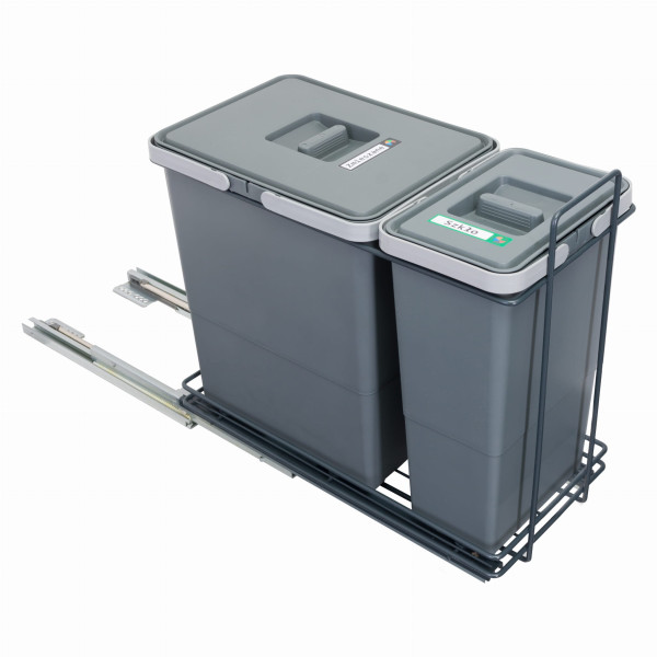 Sortownik śmieci EcoCube ANTRACYT do szafki od 30 cm cichy domyk 18 8 l
