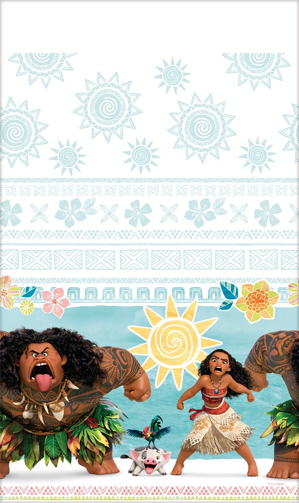 Disney Moana Rectangle Plastic Reusable Table Cover, Blue, 54x96-in, for Birthday Party