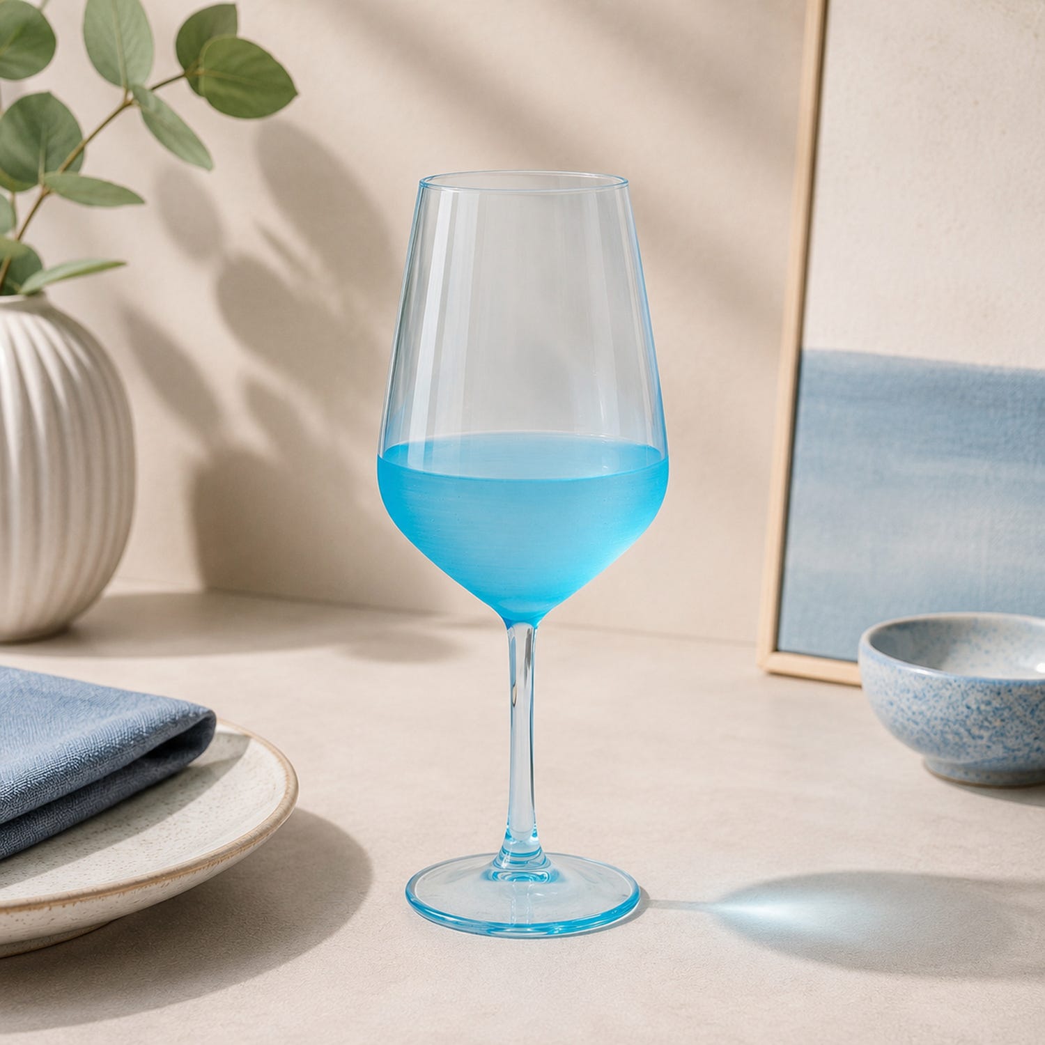Calice vino vetro 490 ml azzurro Blaze