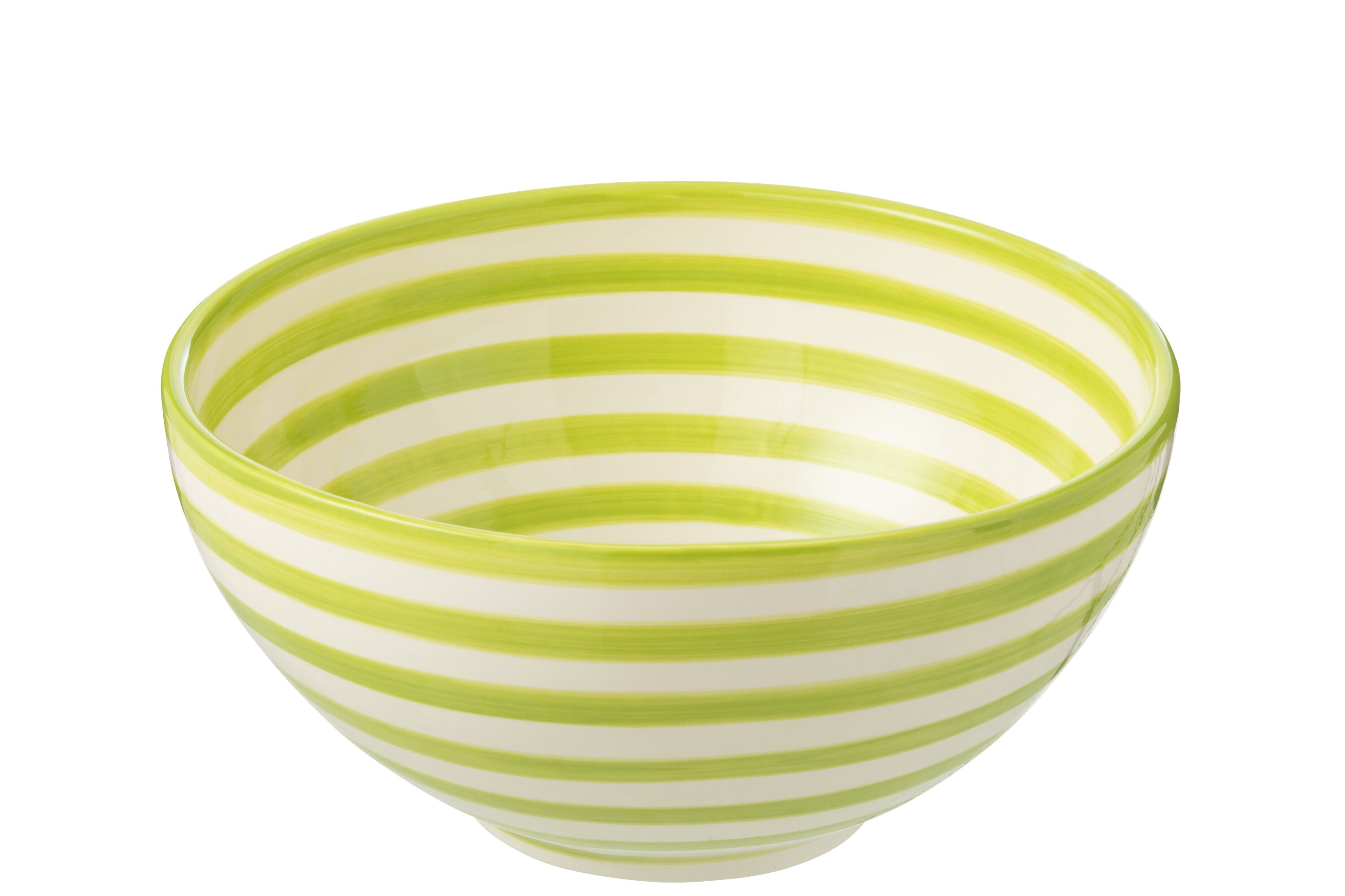 J-Line kom Granada Stripes High - keramiek - wit groen - lar