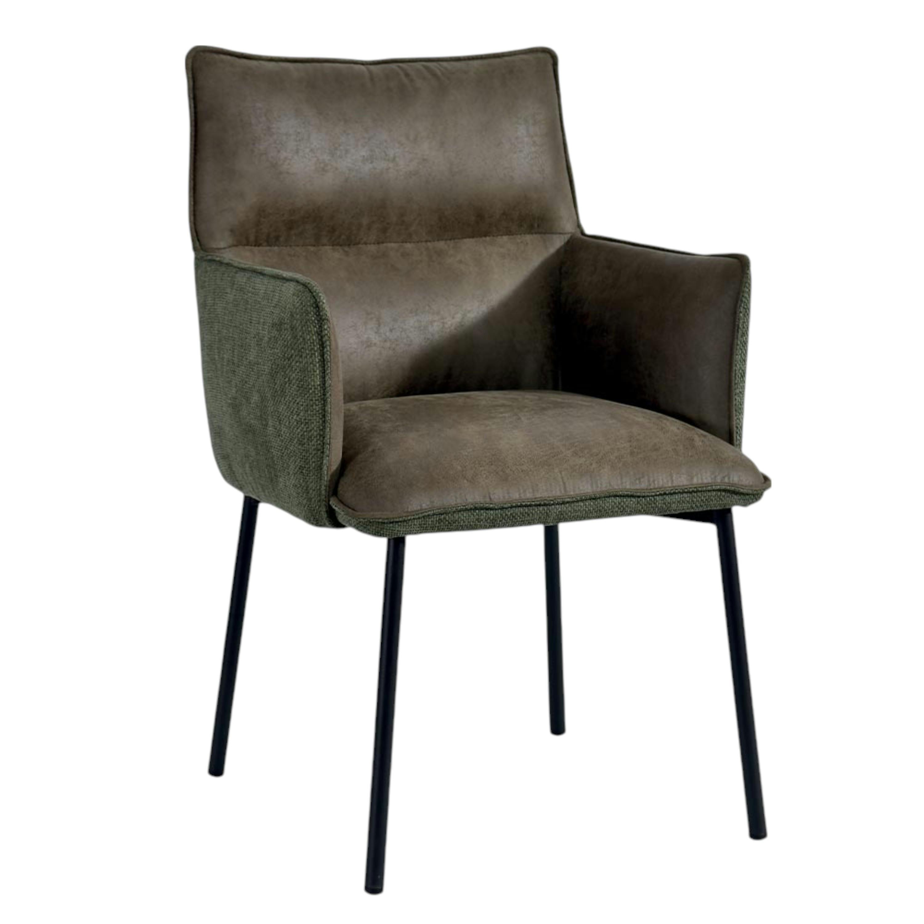 Chaise de salle à manger bi-matière verte (lot de 2) KERALA