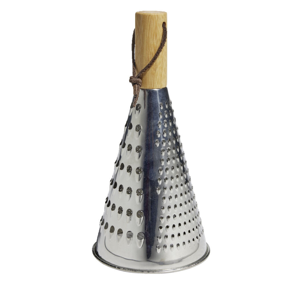 Râpe conique multifonction inox gris et manche bambou