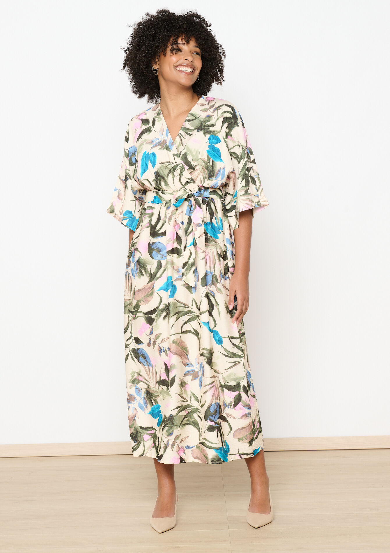 Wikkeljurk met bloemenprint