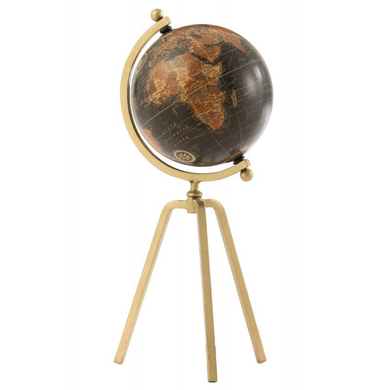 - Globe trépied métal/plastique or/noir H52cm