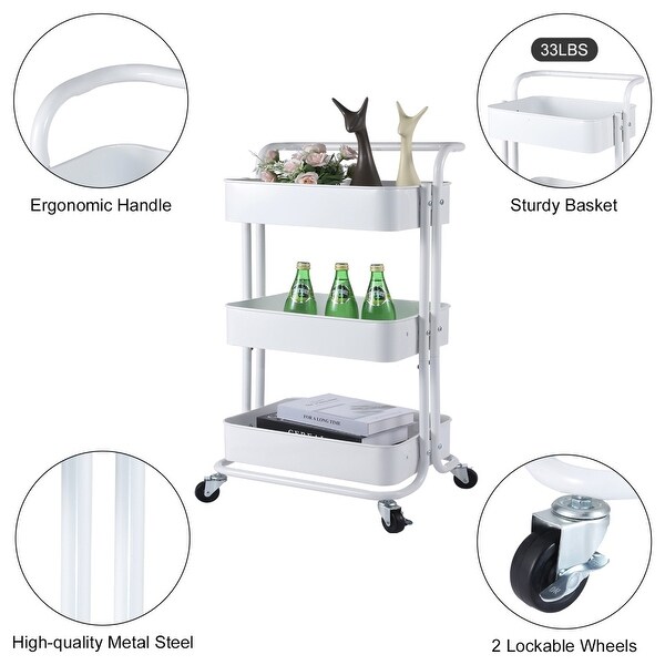 White 3-Tier Rolling Storage Utility Cart - 16.25 in. W