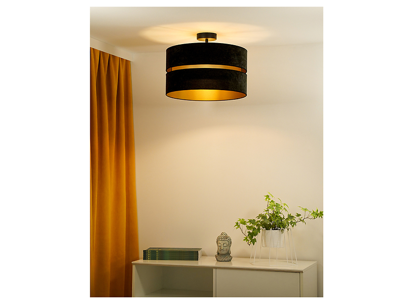 Lampa sufitowa Duo welurowa czarno-zlota