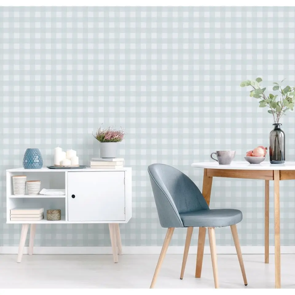 Sanders & Sanders behang ruiten lichtblauw - 53 cm x 10.05 m