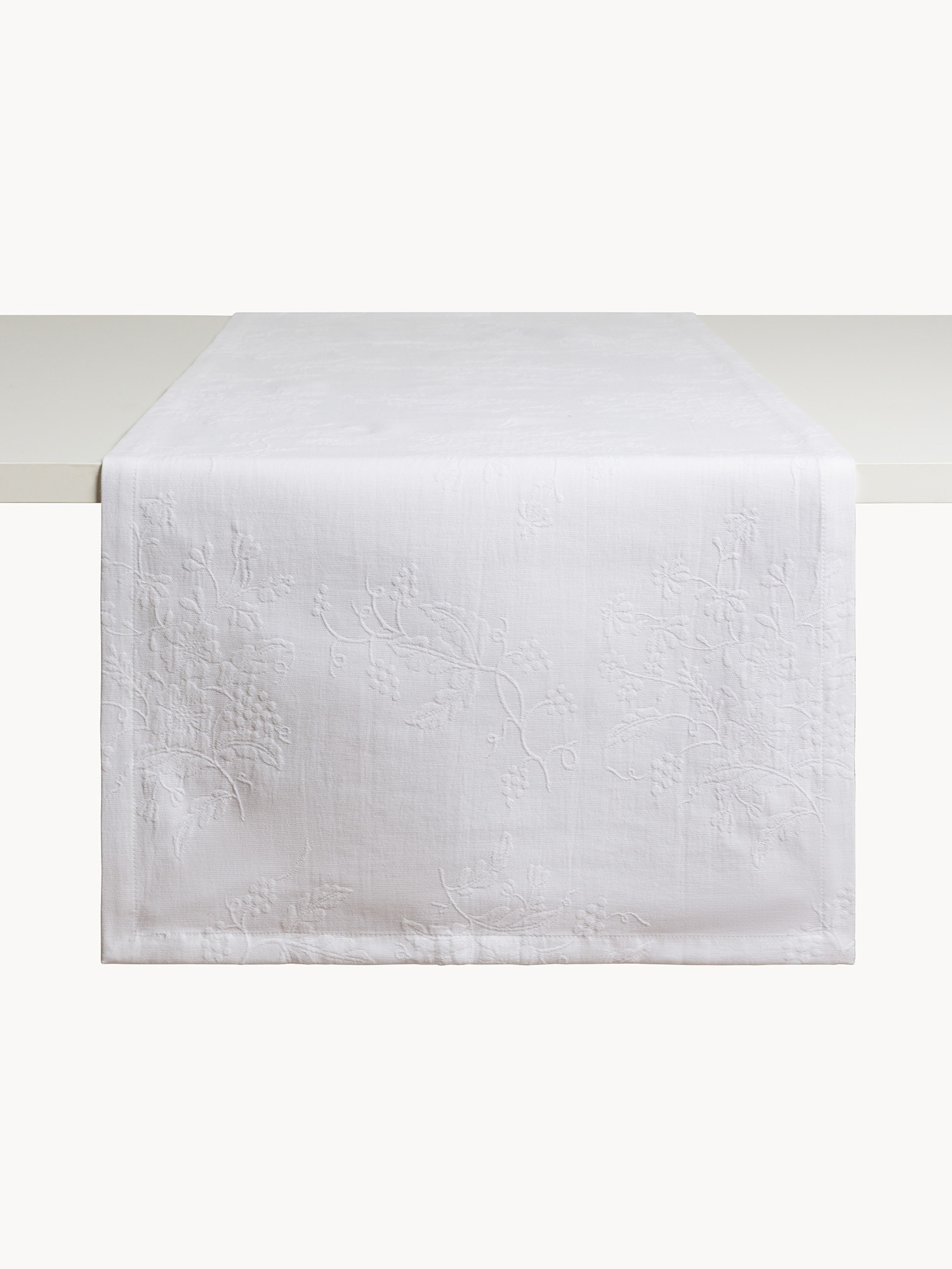 Runner in puro cotone jacquard motivo floreale