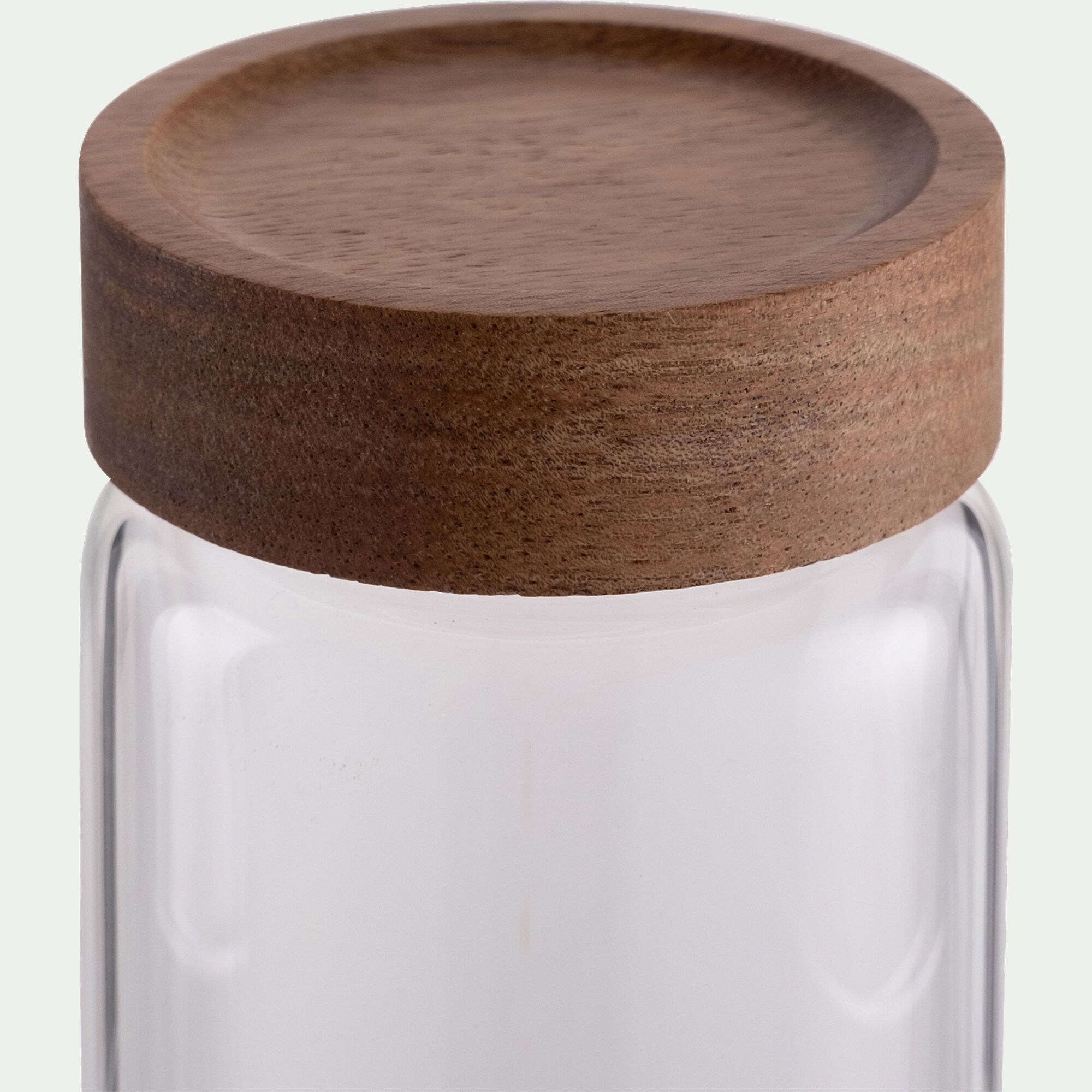 LOMBI - Bocal de conservation en verre avec couvercle en acacia 30cl - transparent