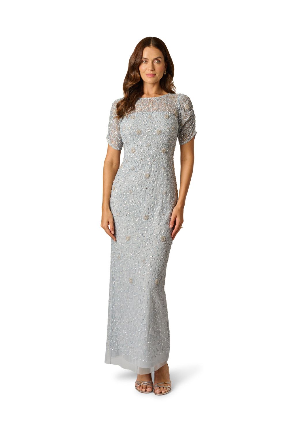 Adrianna Papell Elbow Sleeve Bead Dress