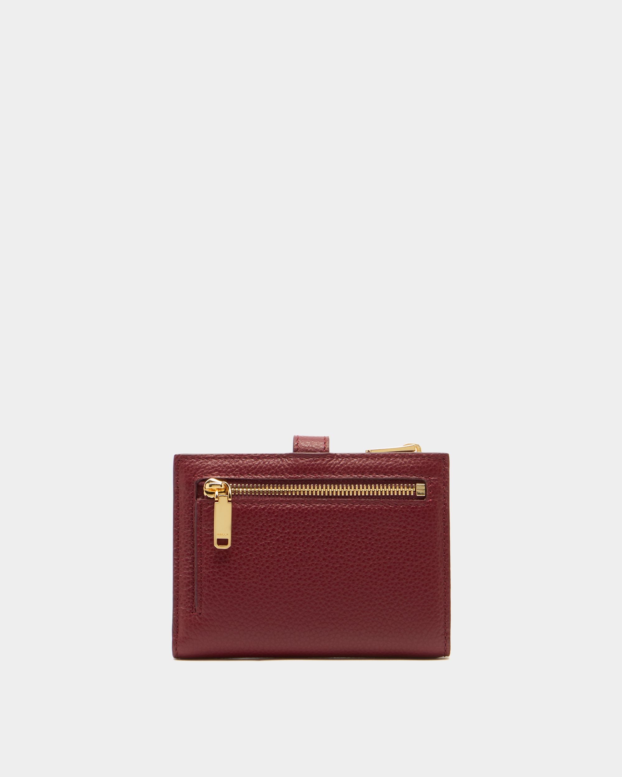 Geldbörse Lock Me aus genarbtem Leder in Ruby Red