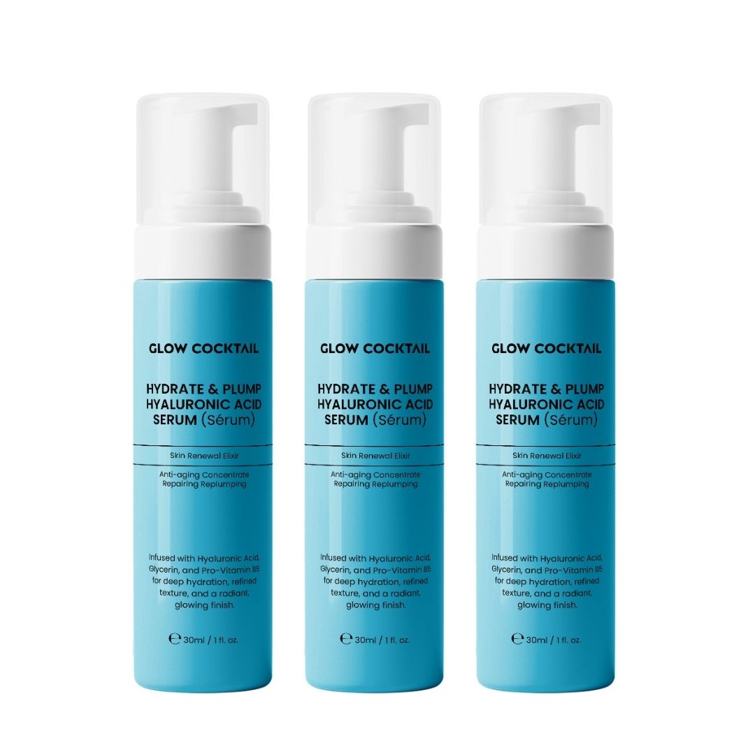 GlowCocktail London GLOW 3 x Hydrate & Plump Hyaluronic Acid Serum 30ml