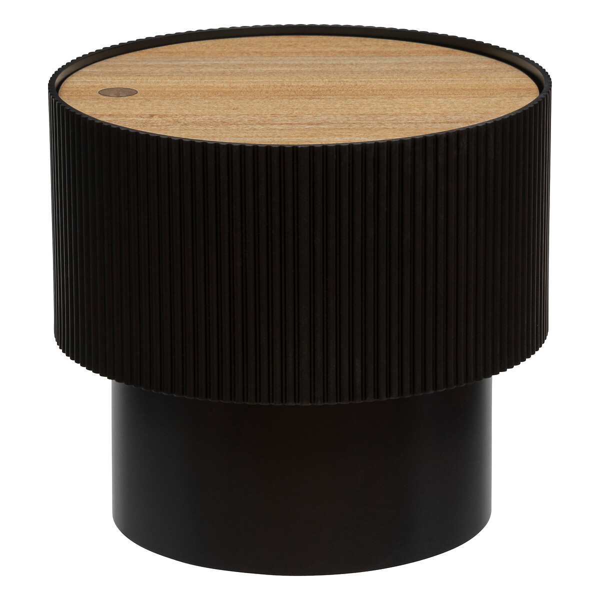 Coffee table "Enola" Ash veneer, black, d.38,5 cm