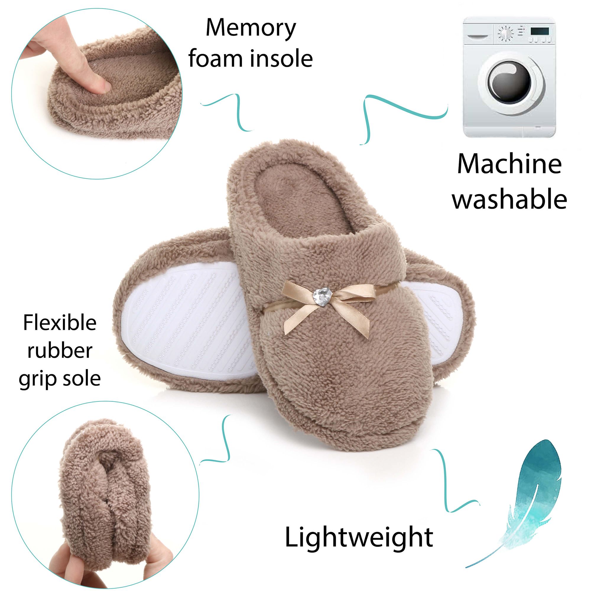 AJVANI Fleece Mules Slippers