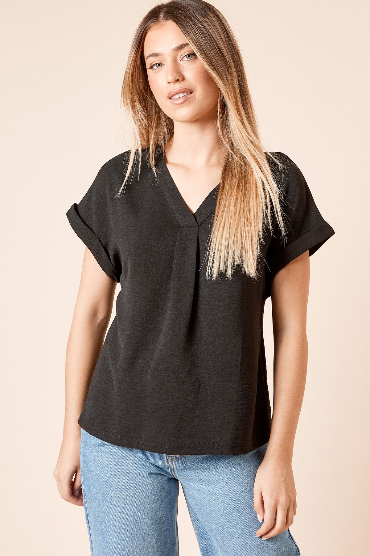Dorothy Perkins V Neck Grown On Sleeve Top