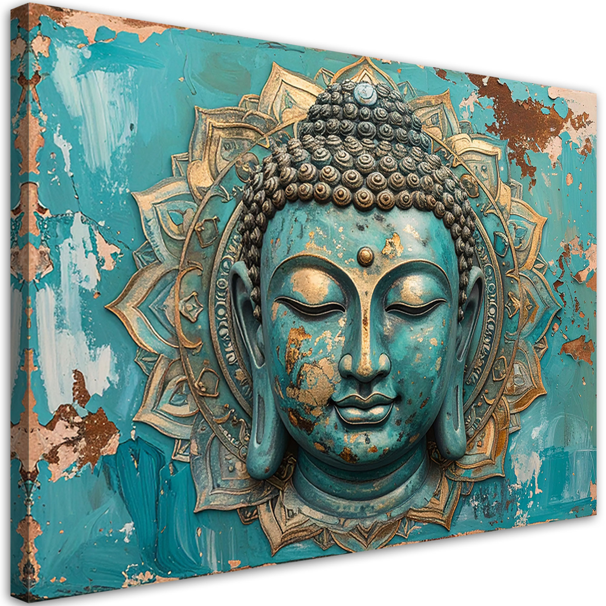 Obraz do salonu sypialni biura, Turkusowy Budda Mandala Zen Spa 30x20