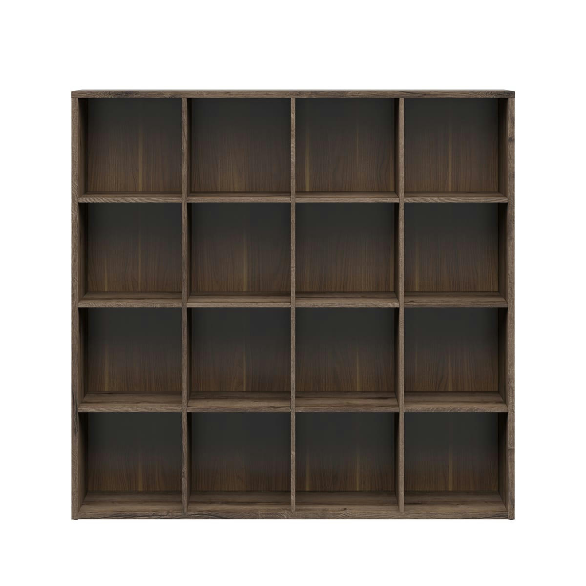 - Bibliothèque 16 cases stratifiés naturel foncé