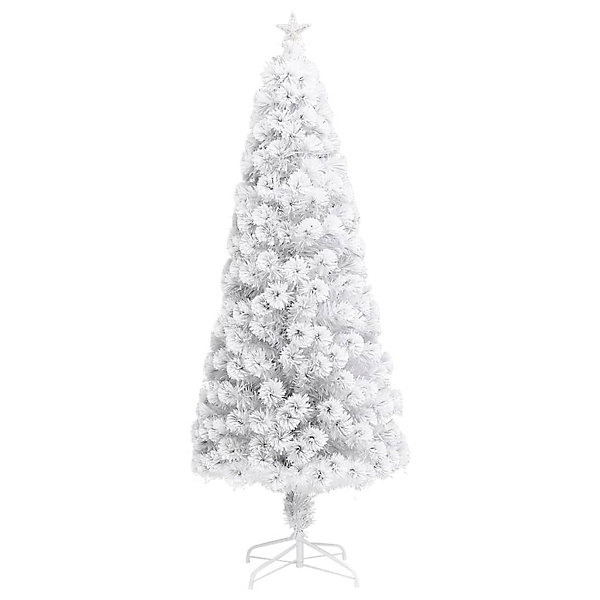 Arbre de Noël artificiel pré-éclairé blanc 210 cm fibre optique vidaXL