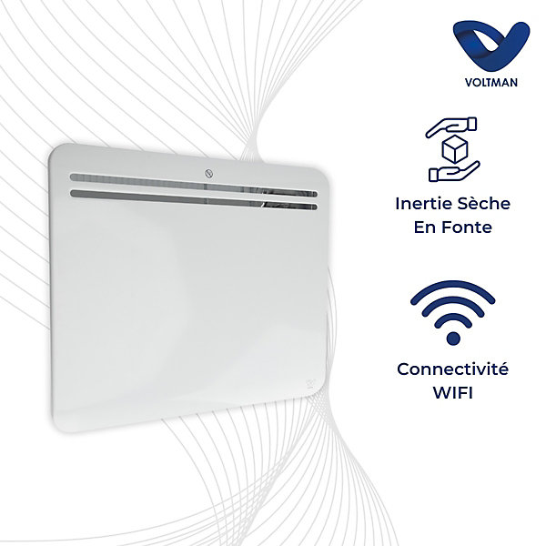 Chauffage connecté Wifi blanc - 750W - Voltman