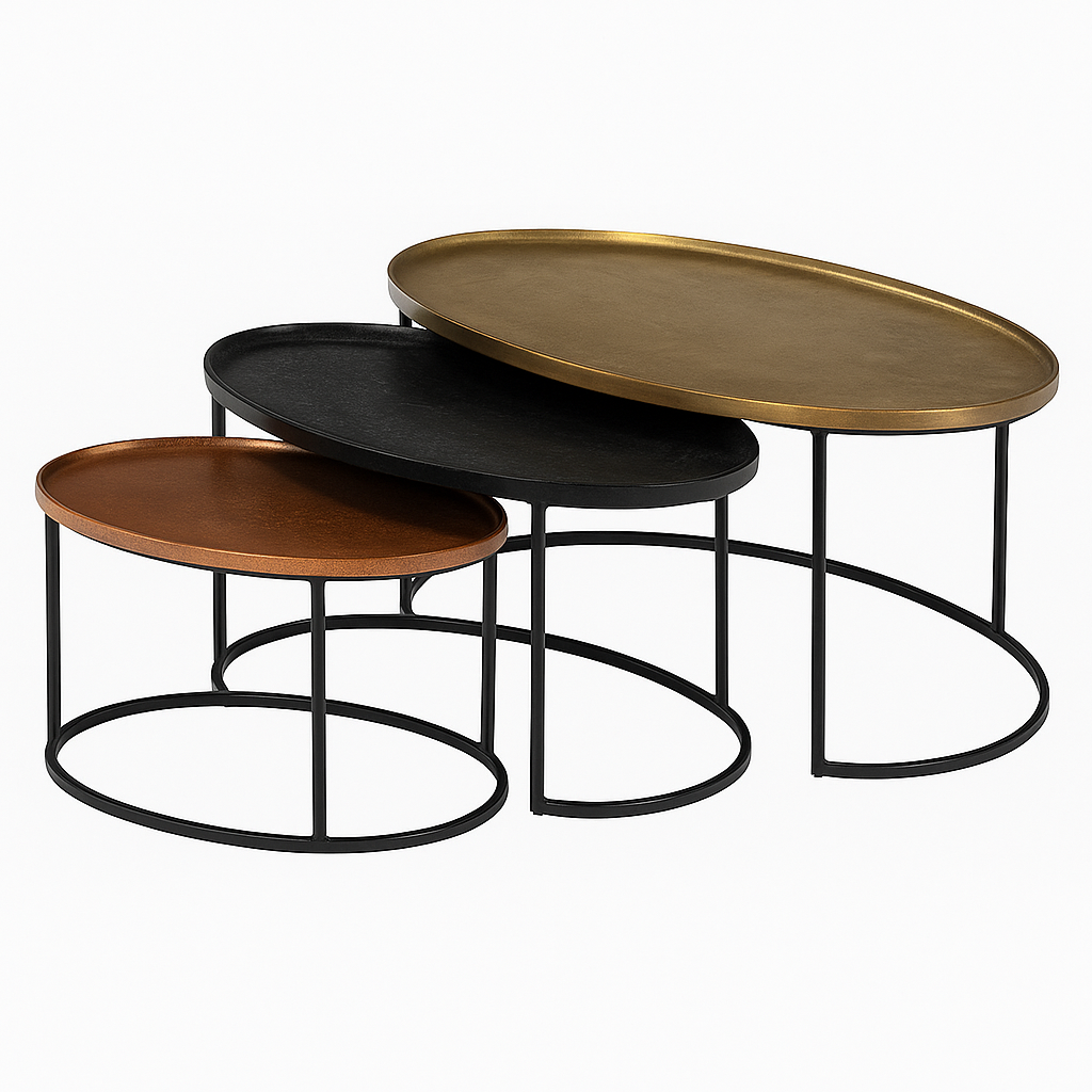 StarFurn Salontafel Raley - Rond Multi Metaal - Set van 3