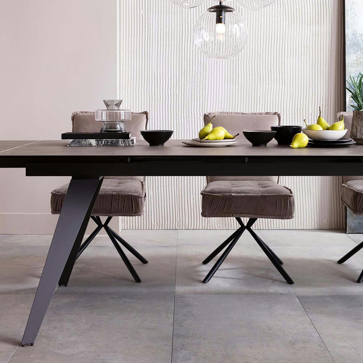 CHELSEA - Chaise en velours gris et acier