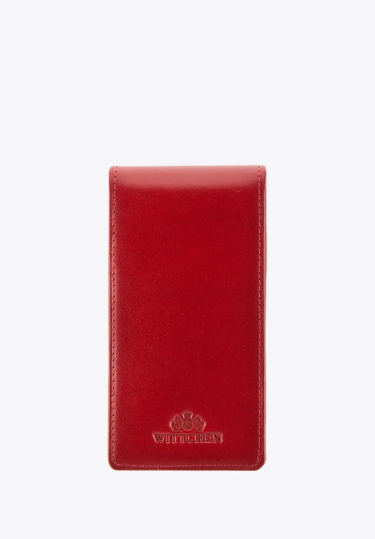 Etui na karty kredytowe skórzane pionowe czerwone
