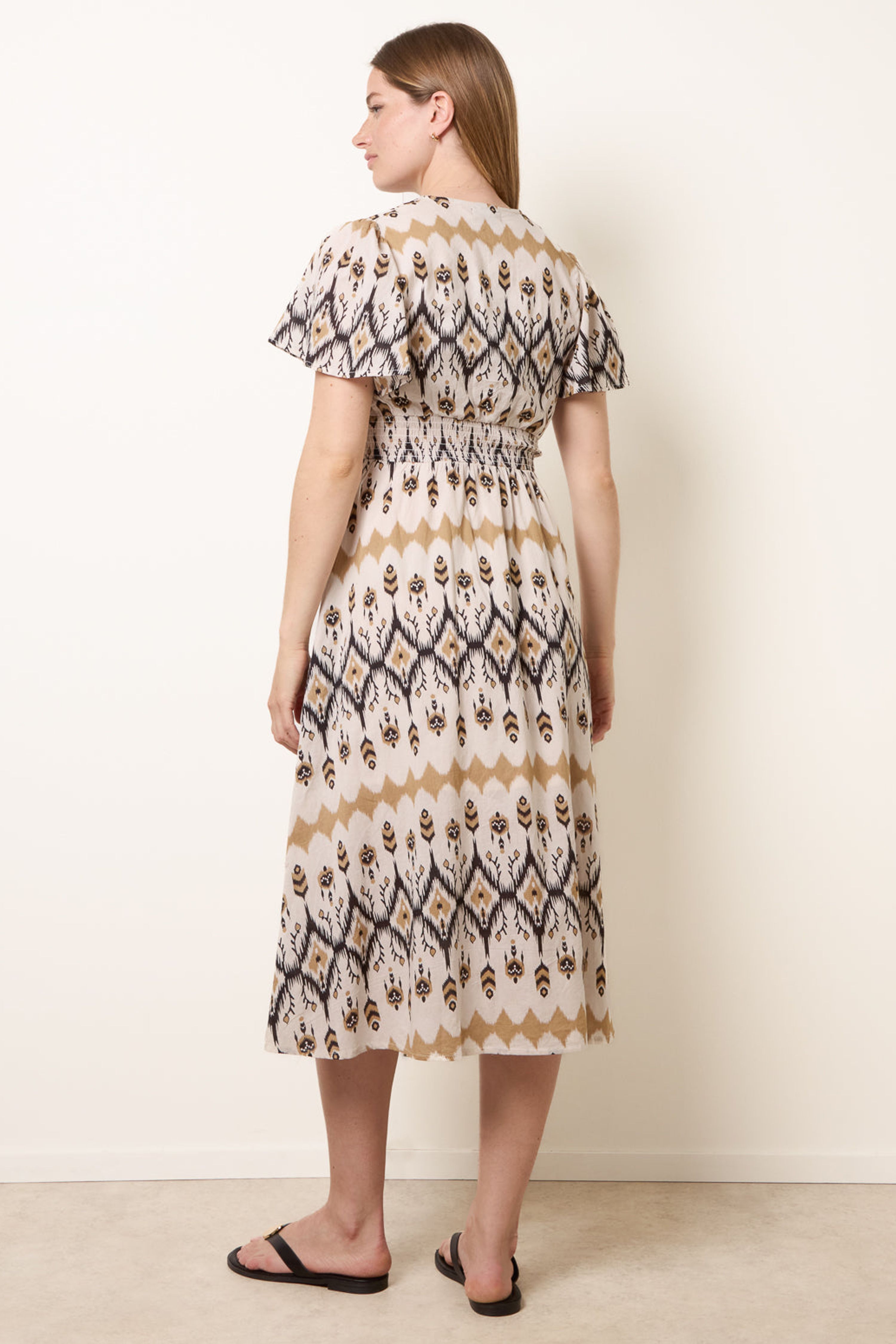 Blue Vanilla Stone Embroidered Wrap Front Midi Dress