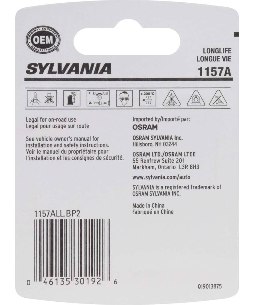 1157A Sylvania Long Life Mini Bulb, 2-pk