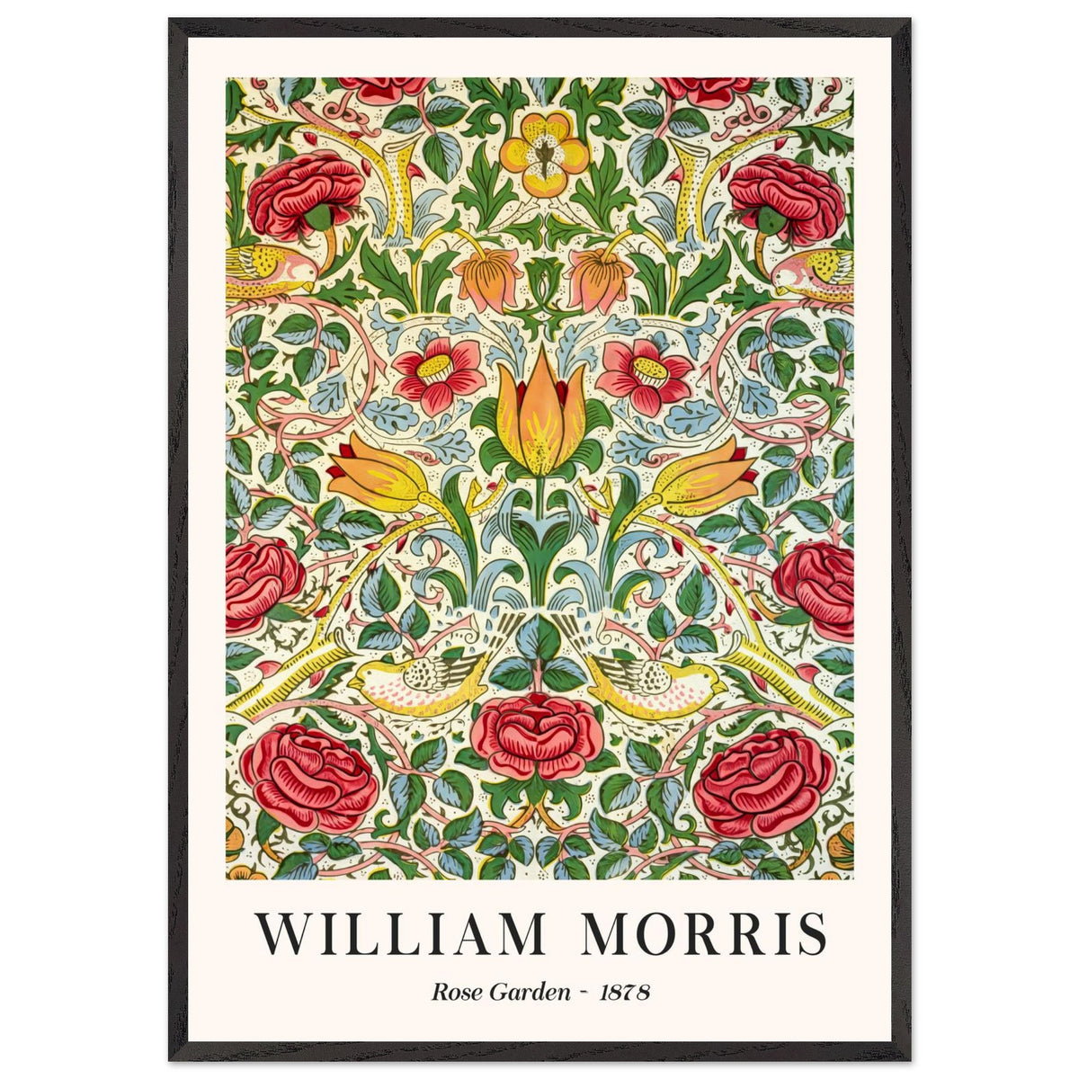 Artfulprints Poster met Lijst William Morris - Rose garden 1878  - 70x100 cm - Groen