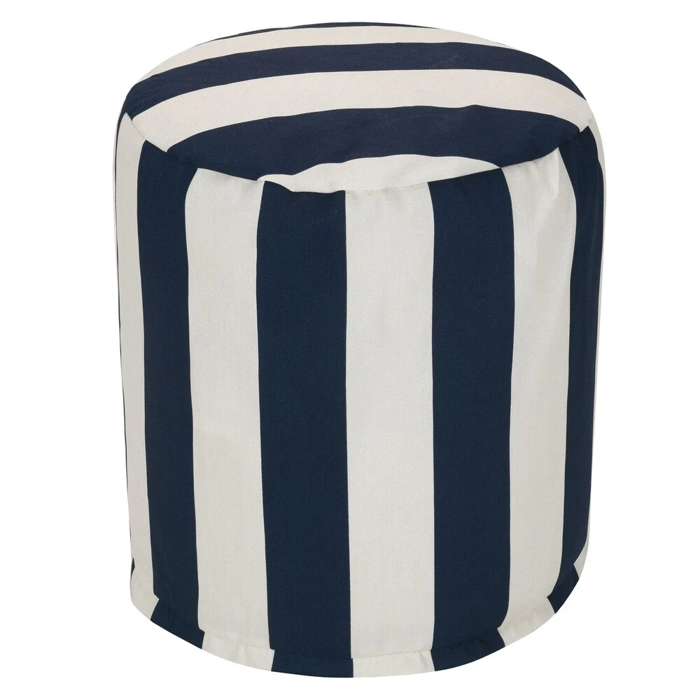 Majestic Home Goods Vertical Stripe Indoor / Outdoor Ottoman Pouf 16 L x 16 W x 17 H