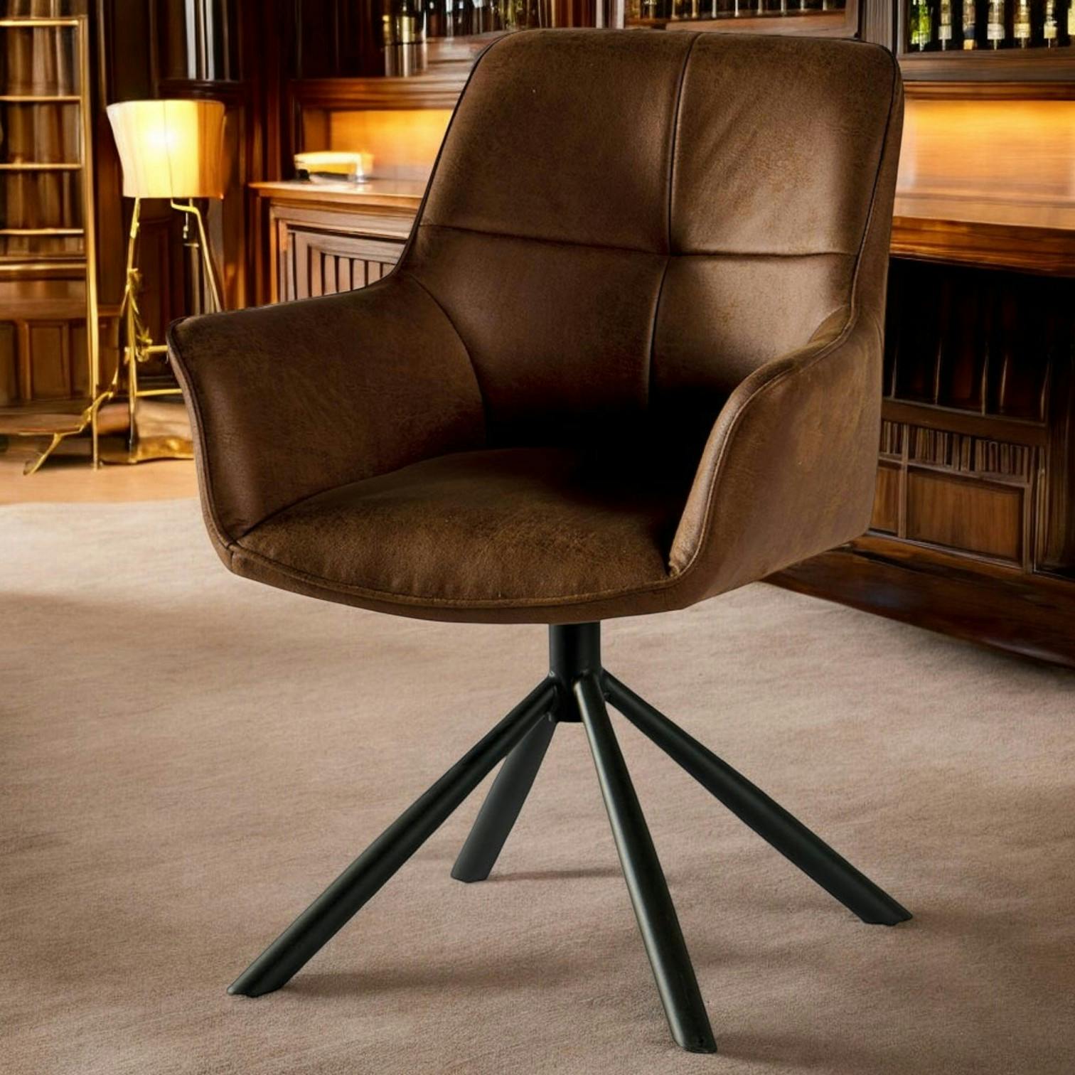 Fauteuil pivotant contemporain microfibre havane (lot de 2) IENA