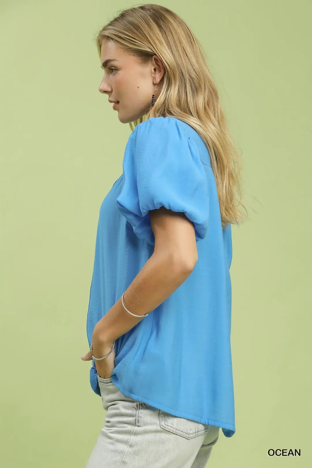 Button-Down Puff Sleeve Shirt