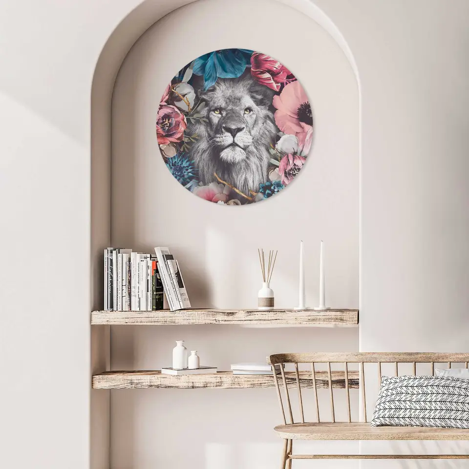 Plexiglasschilderij Leeuw - &Oslash; 50 - Bont